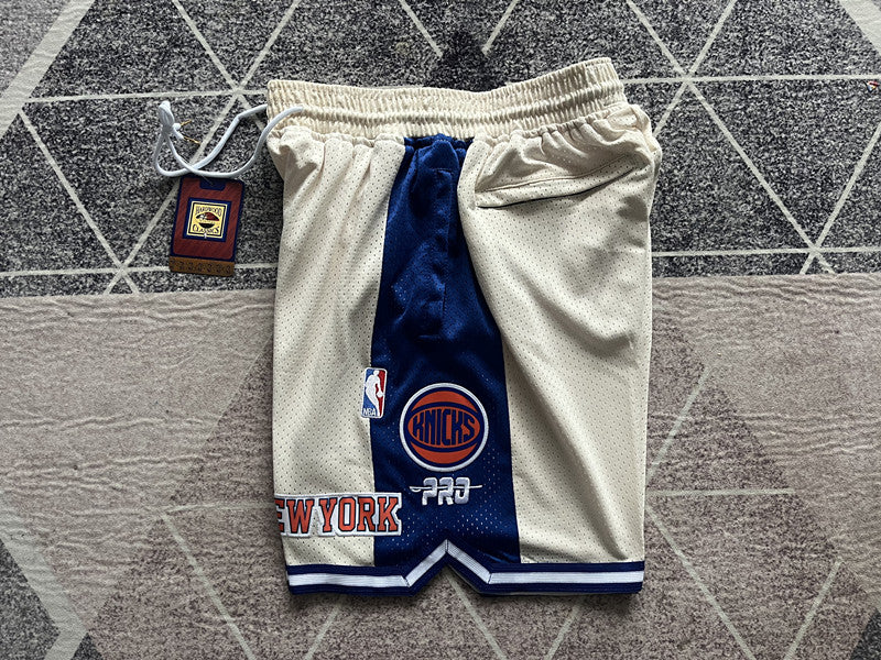 Off-White New York Knicks premium basketball shorts, waistband and label detail