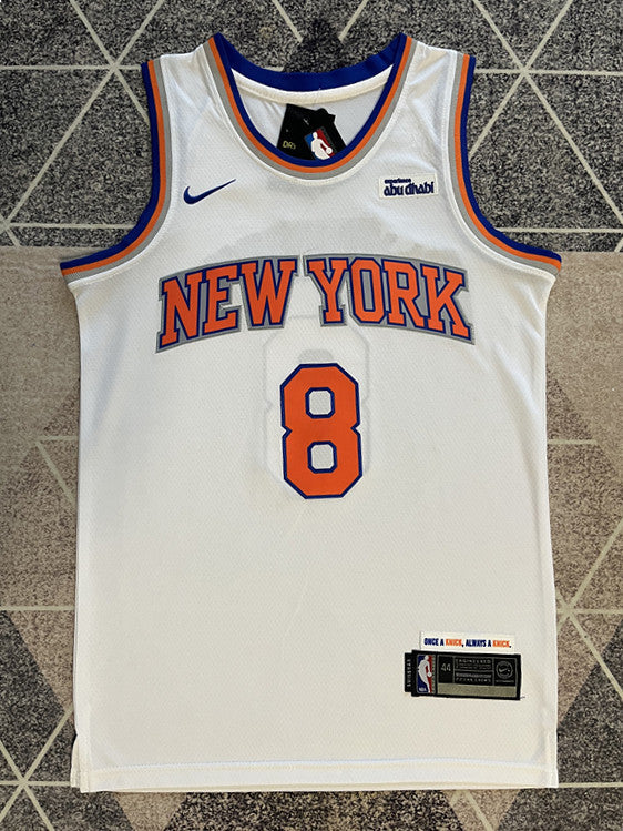 New York White Basketball Jersey #8 front view [SPMERGE:P192:front]