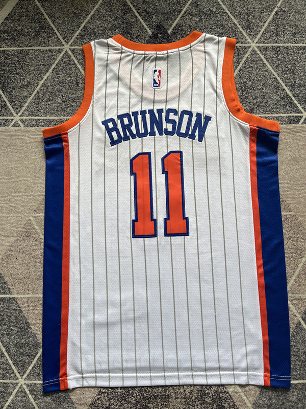 New York White Striped Basketball Jersey #11 back view [SPMERGE:P080:back]