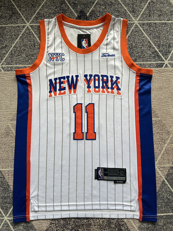 New York White Striped Basketball Jersey #11 front view [SPMERGE:P080:front]