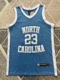 Blue North Carolina basketball jersey, full front view