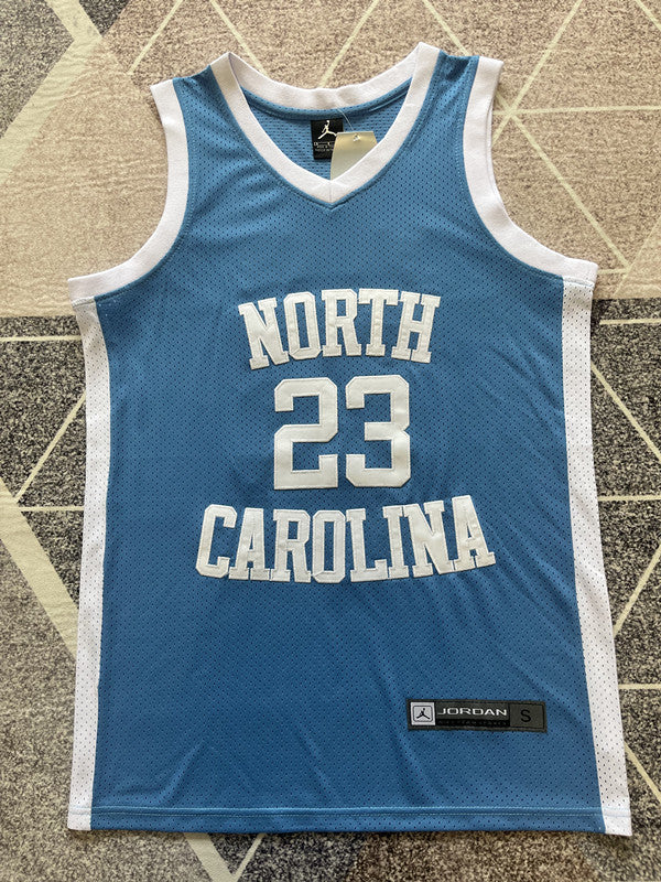 Blue North Carolina basketball jersey, full front view