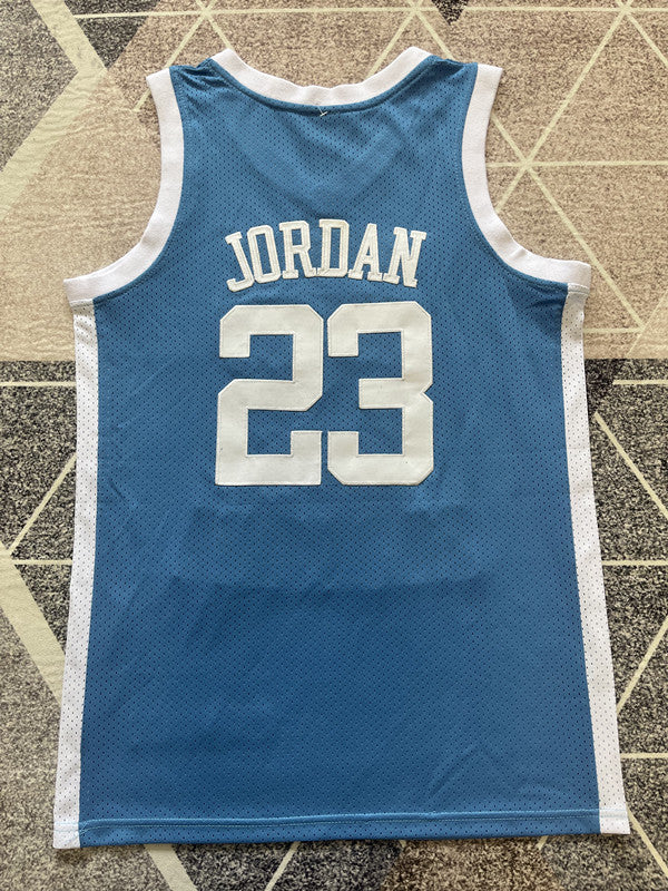 Blue North Carolina basketball jersey, full back view