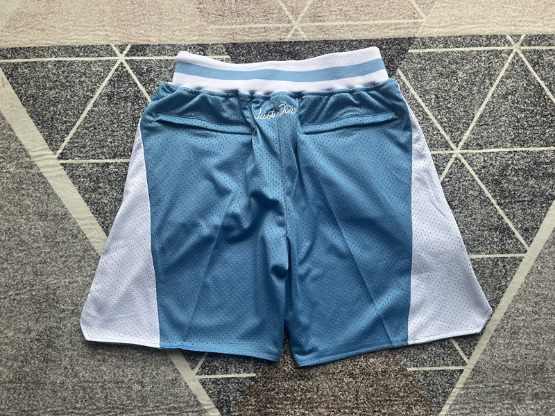 Carolina Blue North Carolina premium basketball shorts, full back view
