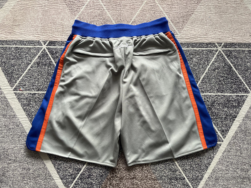 Gray New York Mets premium basketball shorts, full back view