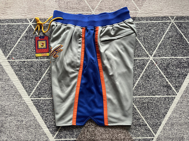 Gray New York Mets premium basketball shorts, side panel detail