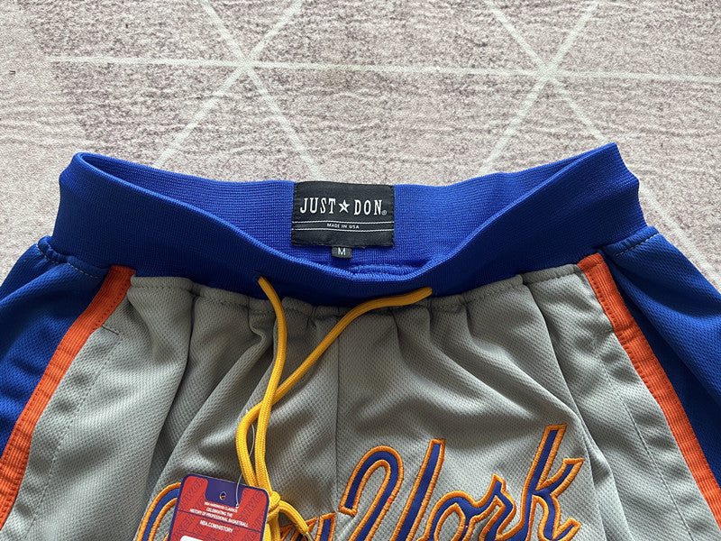 Gray New York Mets premium basketball shorts, waistband and label detail