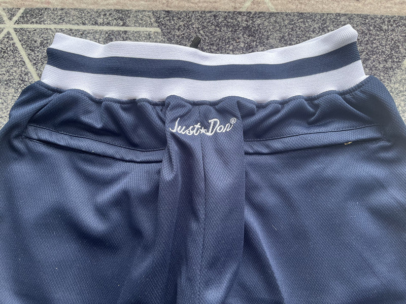 Navy New York Yankees premium basketball shorts, waistband and label detail