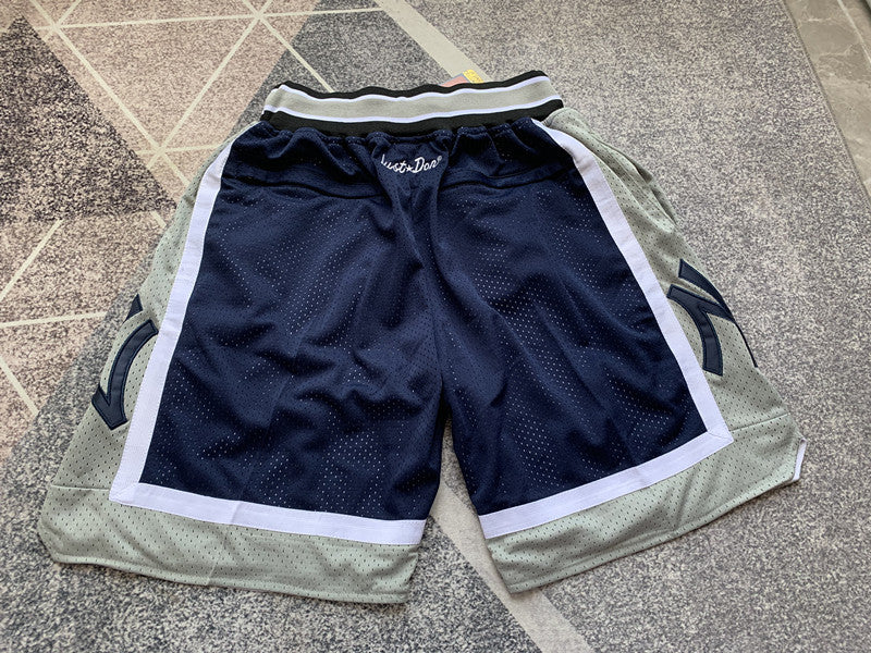 Navy New York Yankees premium basketball shorts, full back view