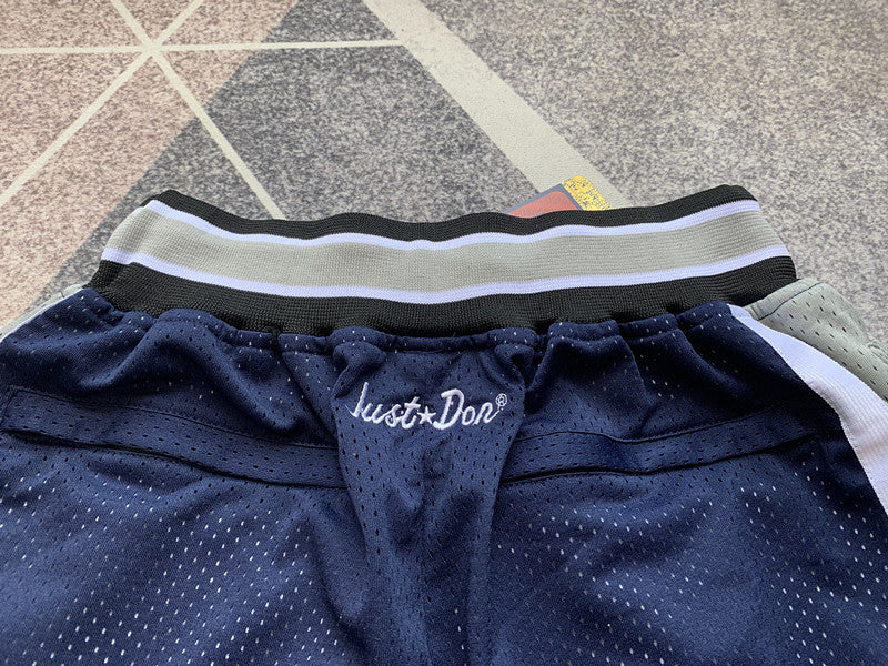 Navy New York Yankees premium basketball shorts, waistband and label detail
