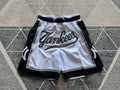 White New York Yankees premium basketball shorts, full front view