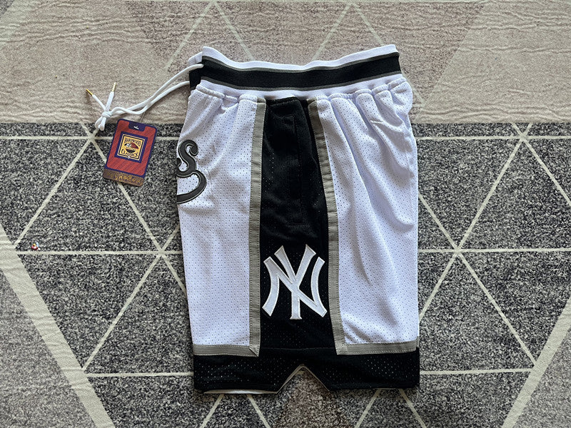 White New York Yankees premium basketball shorts, side panel detail