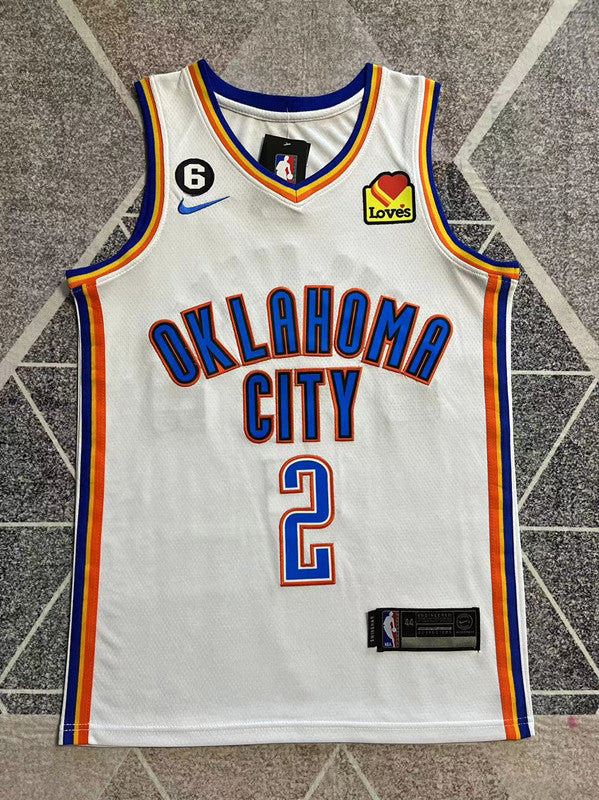 White Oklahoma City Thunder basketball jersey, full front view
