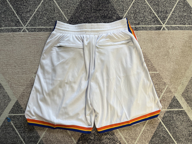 White Oklahoma City Thunder premium basketball shorts, full back view