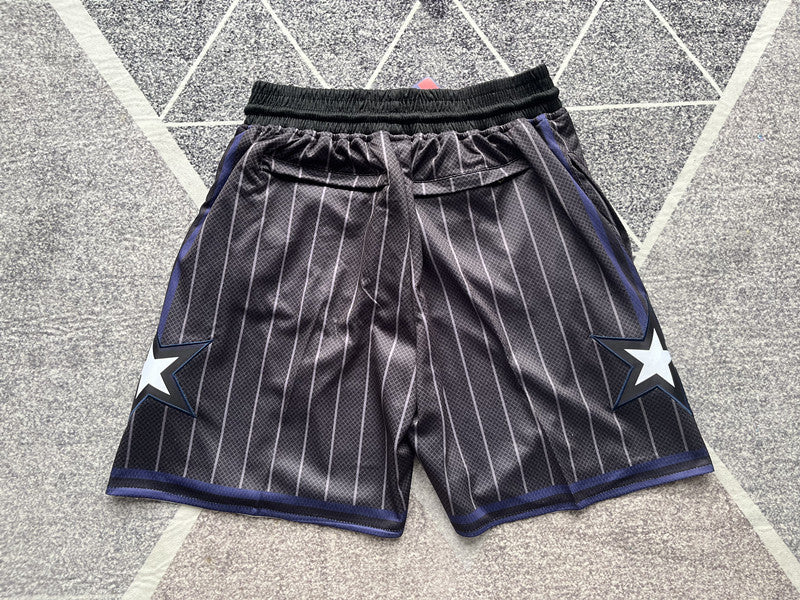 Black Orlando Magic premium basketball shorts, full back view