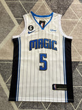 White Orlando Magic basketball jersey, full front view