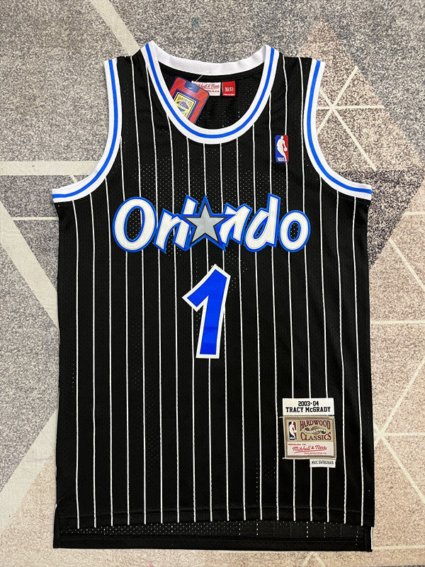 Orlando Black Retro Basketball Jersey #1 front view [SPMERGE:P331:front]