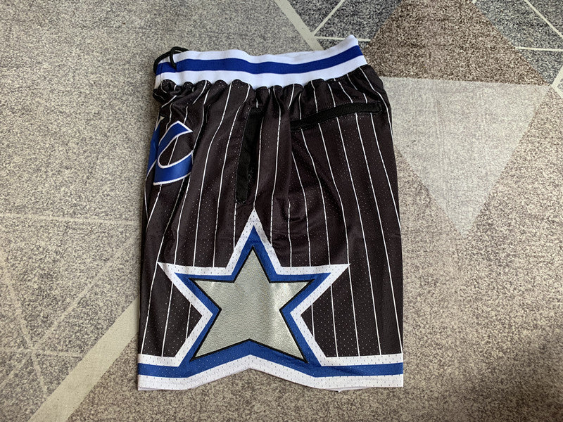 Black Orlando Magic premium basketball shorts, side panel detail