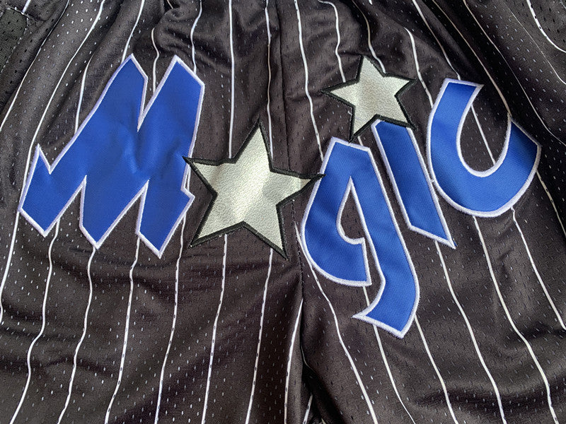 Black Orlando Magic premium basketball shorts, graphic detail