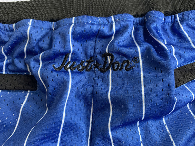 Blue Orlando Magic premium basketball shorts, waistband and label detail