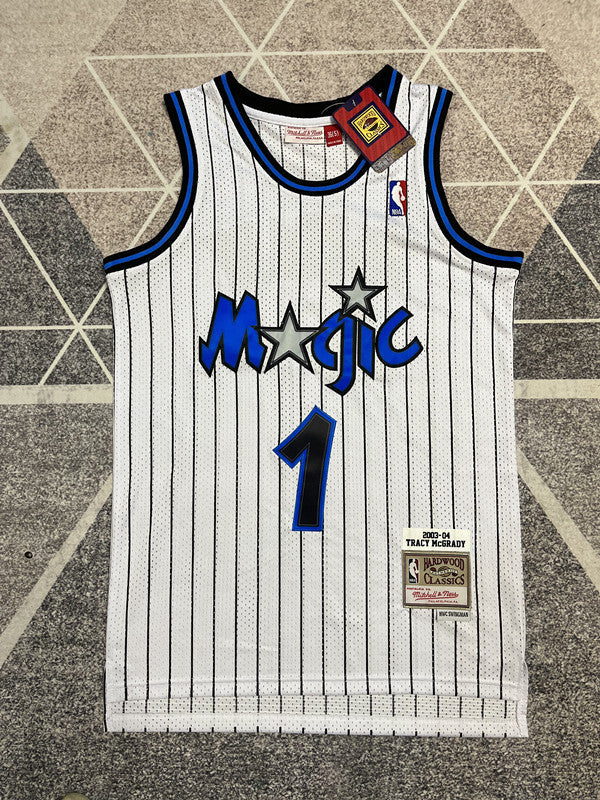 Orlando White Retro Basketball Jersey #1 front view [SPMERGE:P329:front]