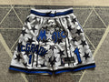 White Orlando Magic premium basketball shorts, full front view