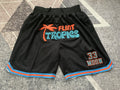 Black Palm Tree premium basketball shorts, full front view