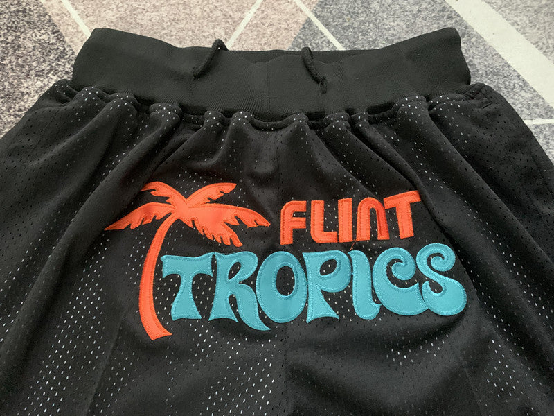 Black Palm Tree premium basketball shorts, graphic detail