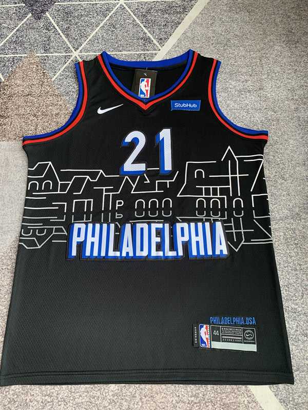 Philadelphia Black City Edition Basketball Jersey #21 front view [SPMERGE:P104:front]