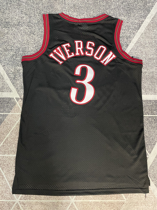 Philadelphia Black Retro Basketball Jersey #3 back view [SPMERGE:P114:back]