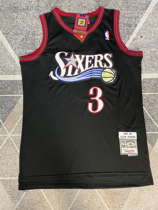 Philadelphia Black Retro Basketball Jersey #3 front view [SPMERGE:P114:front]