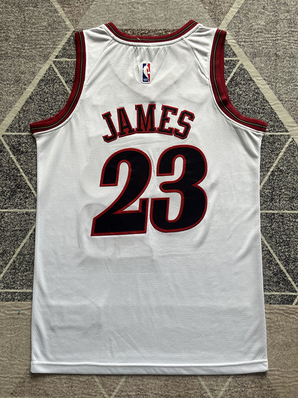 White Philadelphia 76ers basketball jersey, full back view