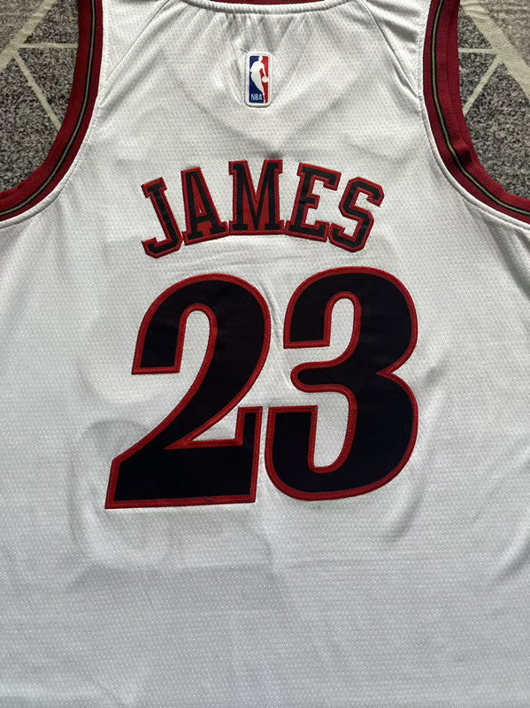 White Philadelphia 76ers basketball jersey, back lettering and number detail