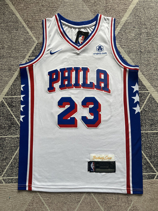 Philadelphia White Basketball Jersey #23 front view [SPMERGE:P107:front]
