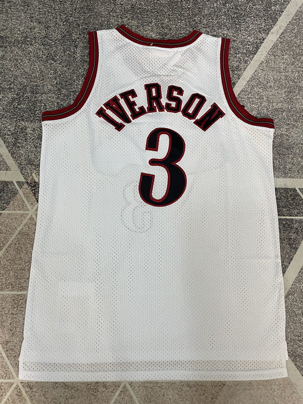 Philadelphia White Retro Basketball Jersey #3 back view [SPMERGE:P113:back]