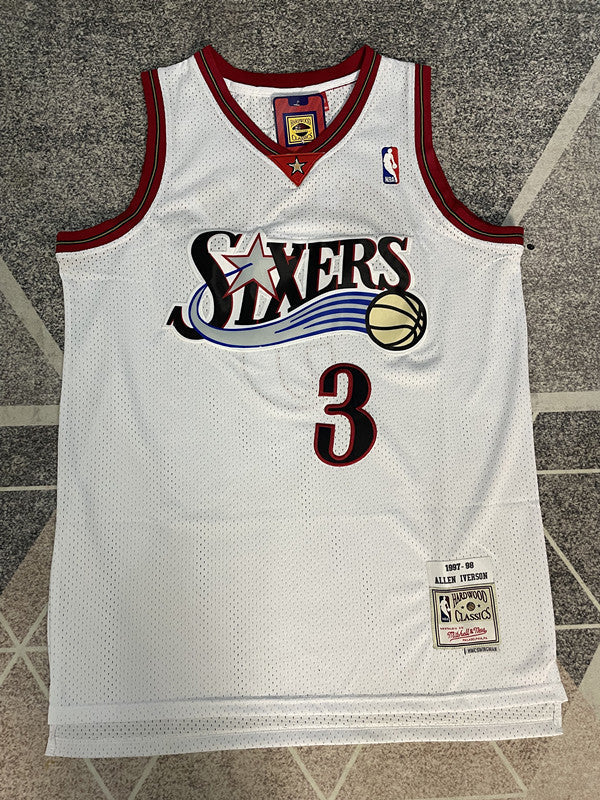 Philadelphia White Retro Basketball Jersey #3 front view [SPMERGE:P113:front]