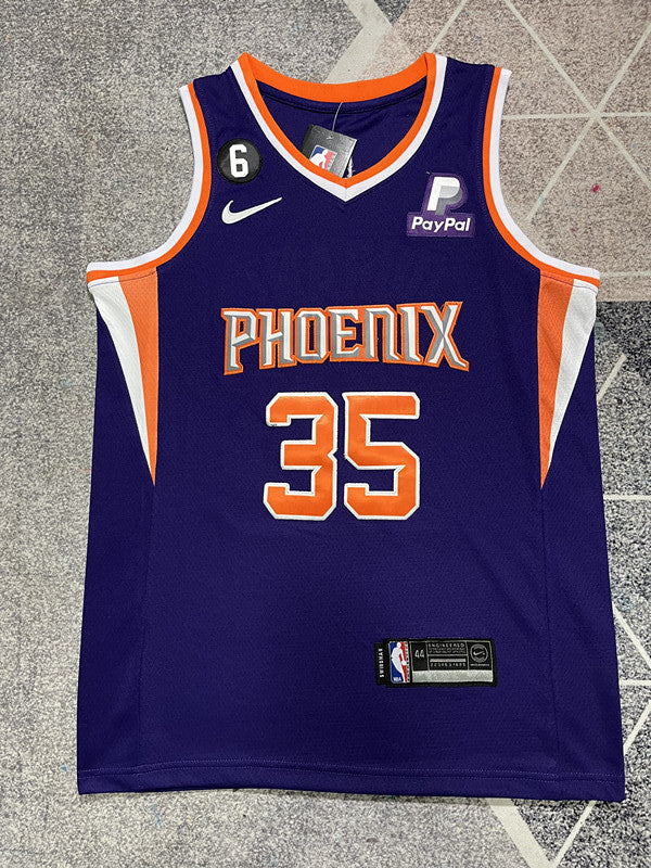 Purple Phoenix Suns basketball jersey, full front view
