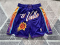 Purple Phoenix Suns premium basketball shorts, full front view