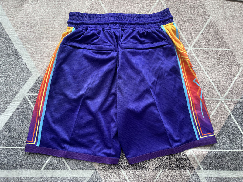 Purple Phoenix Suns premium basketball shorts, full back view