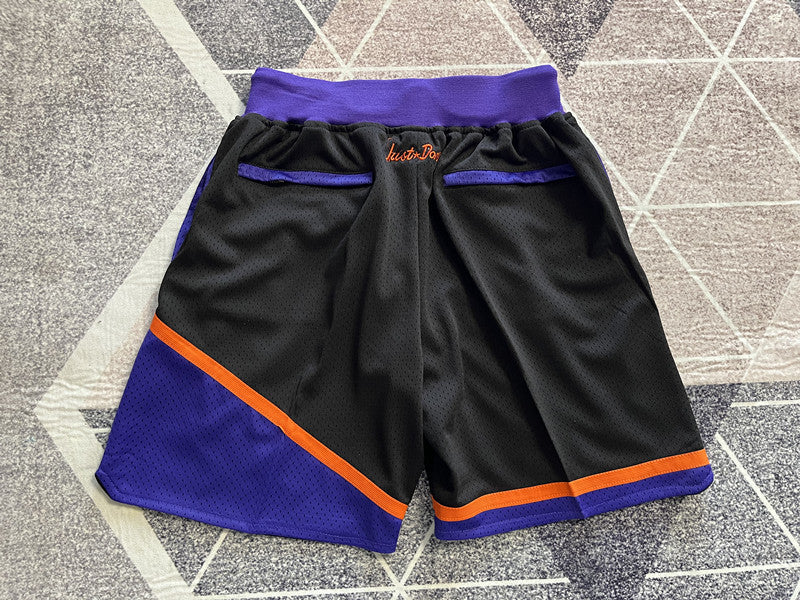 Black Phoenix Suns premium basketball shorts, full back view