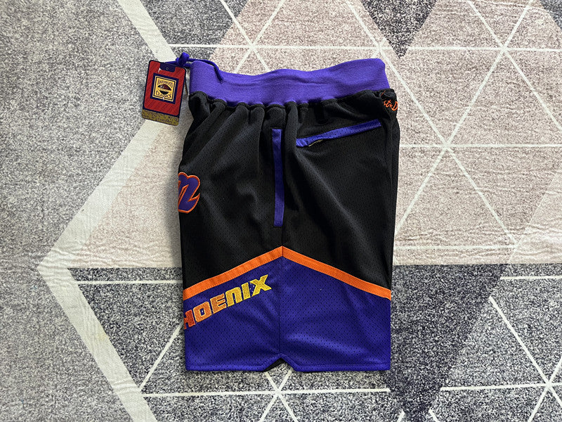 Black Phoenix Suns premium basketball shorts, side panel detail