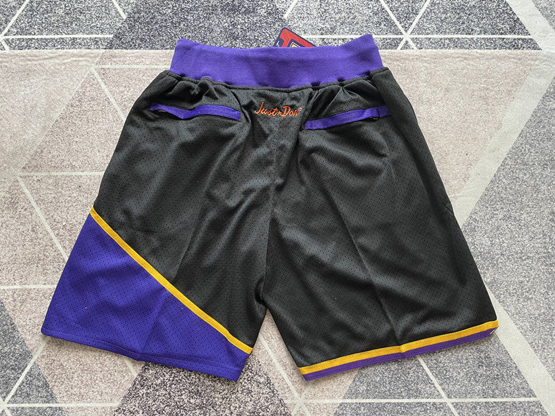 Black Phoenix Suns premium basketball shorts, full back view