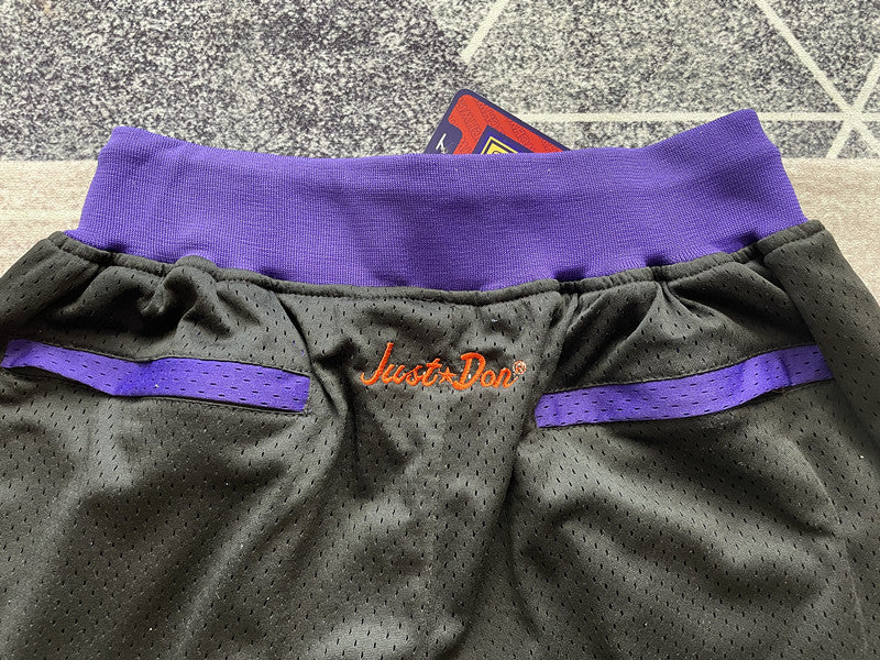 Black Phoenix Suns premium basketball shorts, waistband and label detail