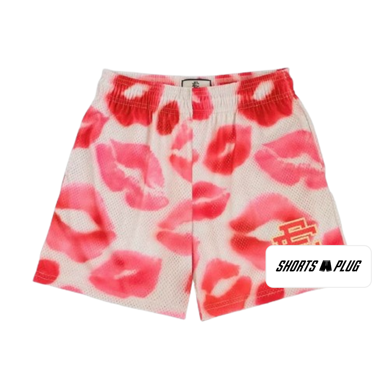Pink Kisses mesh shorts - front product view