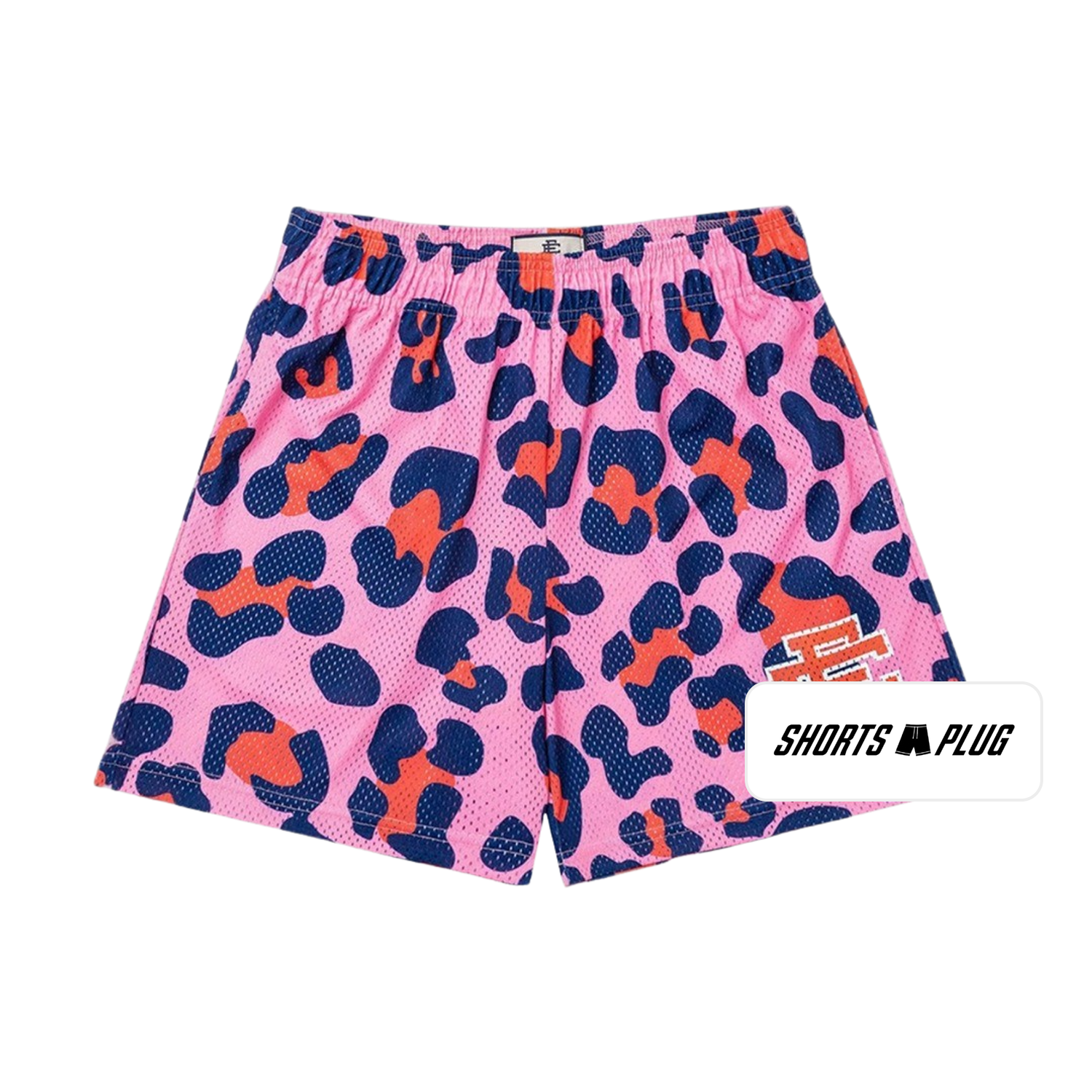 Pink Leopard mesh shorts - front product view