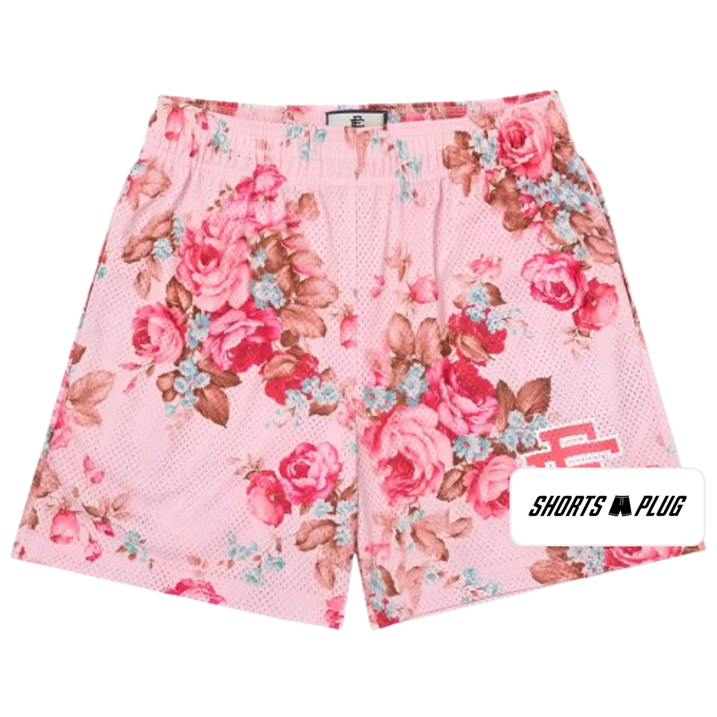 Pink Rose Garden mesh shorts - front product view