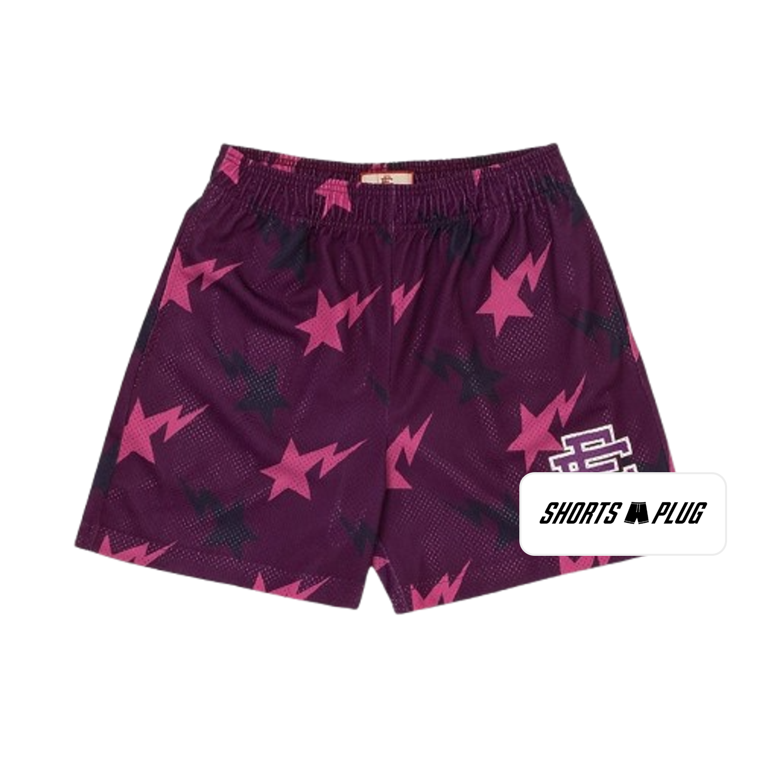 Plum Starfield mesh shorts - front product view