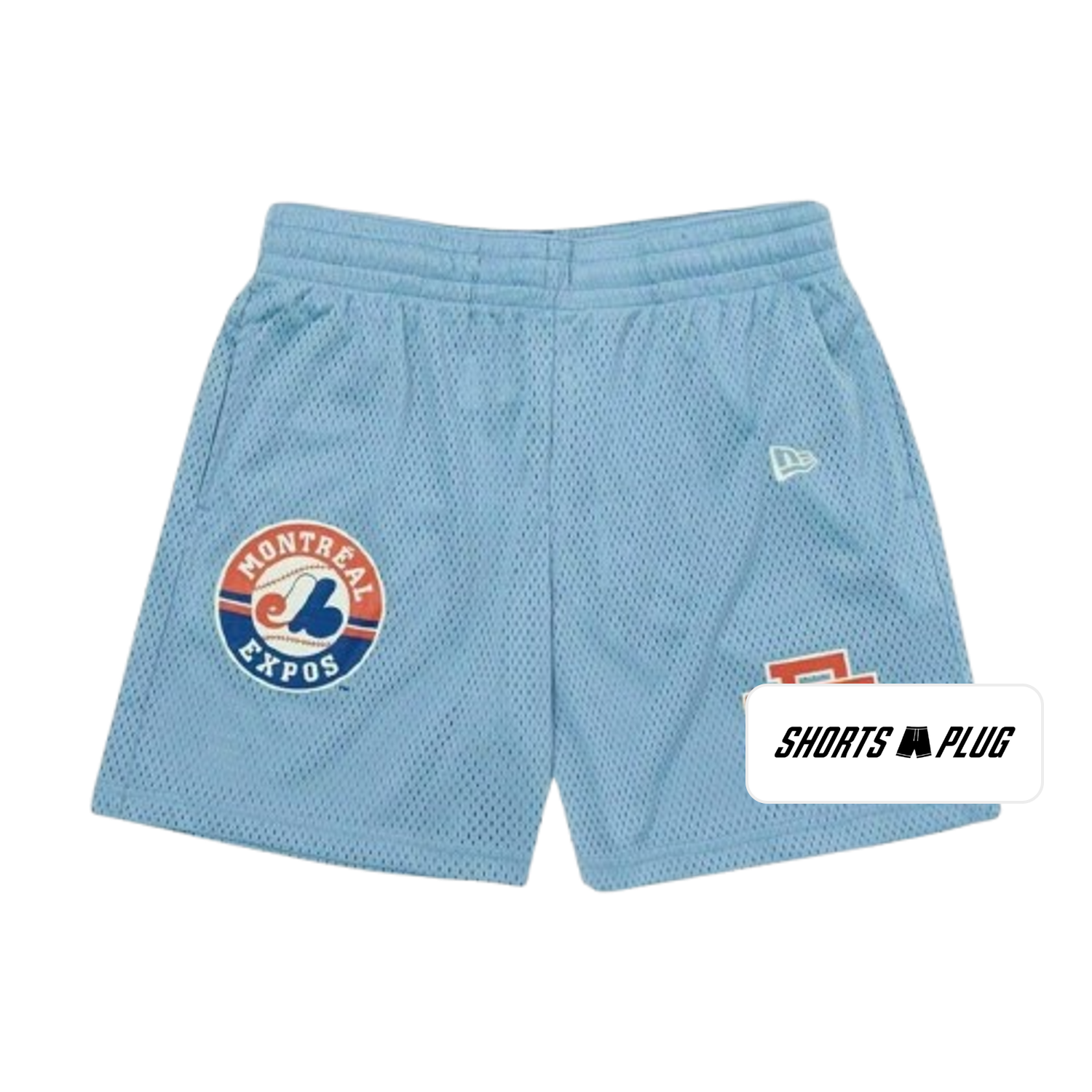 Powder Blue Expos mesh shorts - front product view