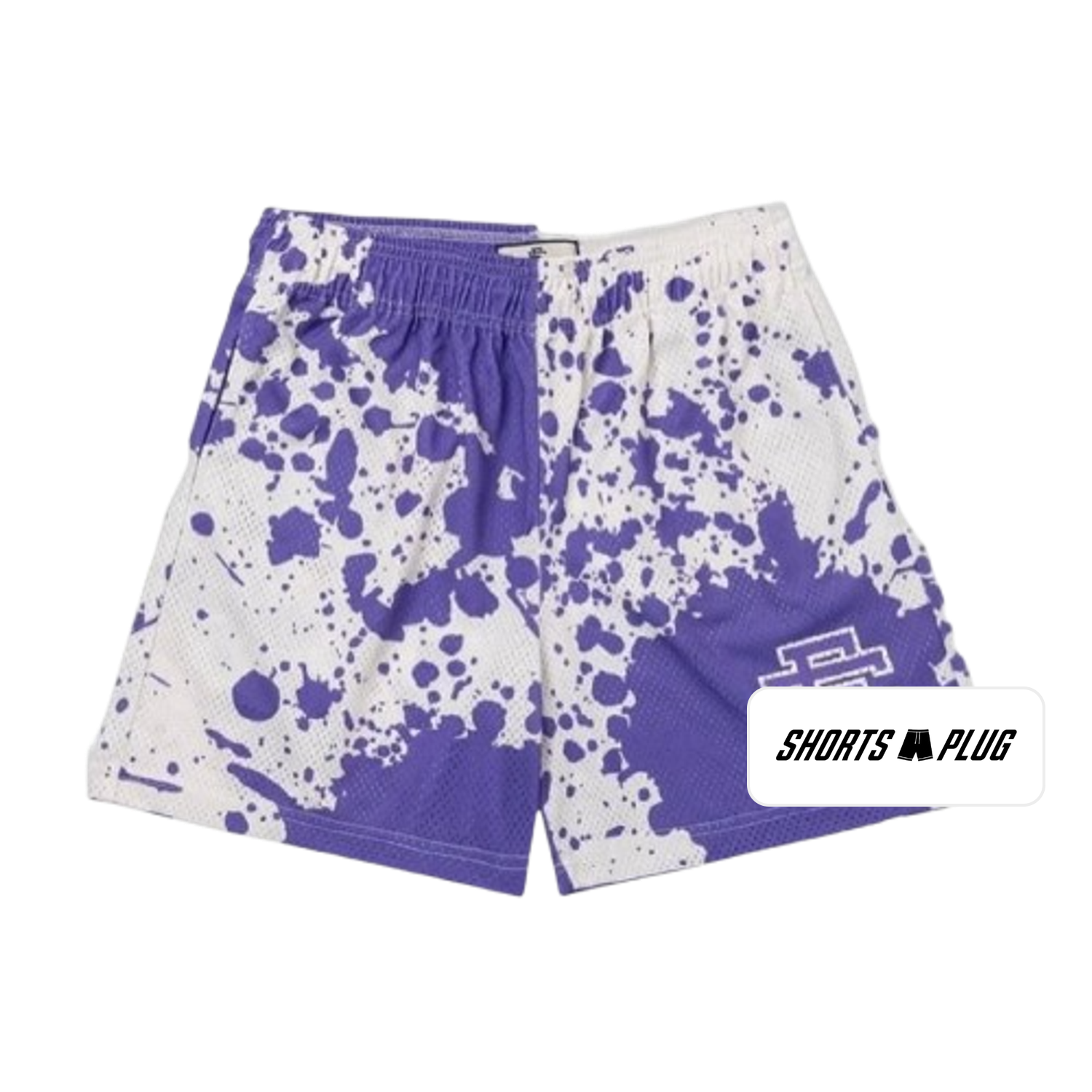 Purple Splash mesh shorts - front product view