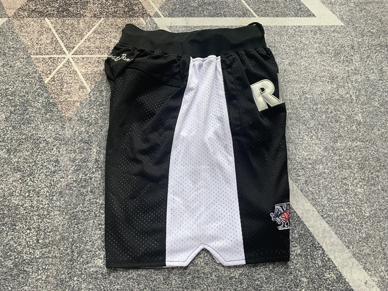 Black Las Vegas Raiders premium basketball shorts, side panel detail
